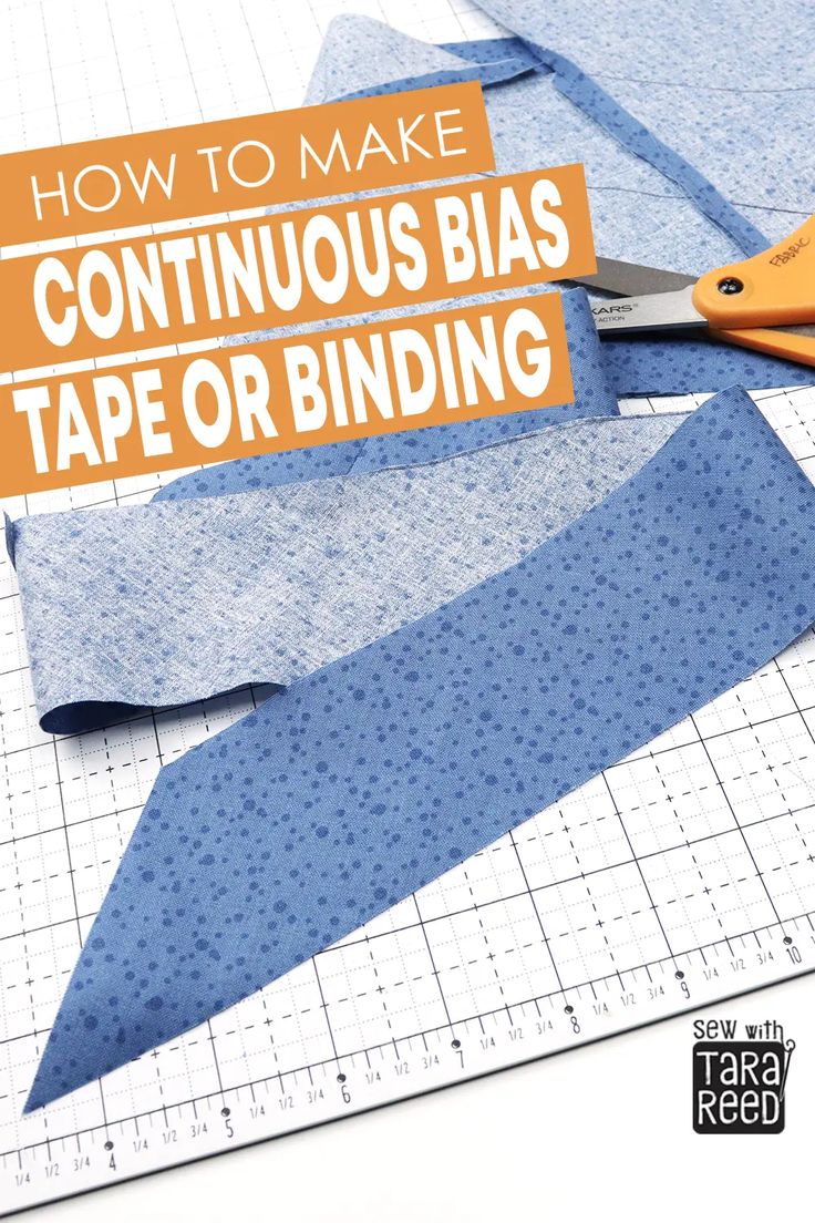 scissors and tape are laying on top of a piece of fabric with the words how to make continuous bias tape or binding