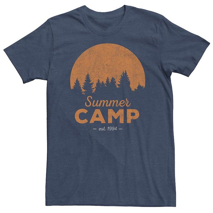 You'll be a happy camper in this men's camping tee. Crewneck Short sleevesFABRIC & CARE Cotton Machine wash Imported Color: Navy Heather. Gender: male. Age Group: adult. Pattern: Graphic. Orange T Shirt Design, T Shirt Design Ideas For Men, Mens Camping, Logos Retro, Camping Tee, Mens Fashion Summer, Camping Shirt, Pattern Graphic, Shirt Ideas