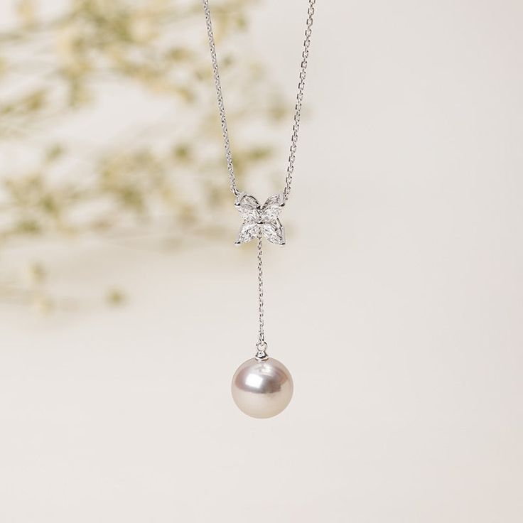 Add a touch of elegance with the LOVE GROWS COLLECTION Akoya Pearl 18K White Gold White Flower Pendant Necklace Material: 18K white gold, Akoya Pearl and diamond Akoya saltwater cultured pearl Size of pearl: around 8.5-9.0 mm Length of chain: around 46 cm (adjustable) Length of pendant chain: Adjustable 21 cm Weight of Diamonds: 4 diamond approx. 0.245 carats Handpicked of every pearl, only top 1% of pearls are selected Handcrafted Lifetime warranty Luxury Sterling Silver Solitaire Necklace For Formal Occasions, Silver Sterling Solitaire Necklace For Everyday Luxury, Formal Sterling Silver Necklace With Pearl Pendant, Refined White Gold Necklace With Brilliant Cut, Luxury Sterling Silver Solitaire Necklace, Refined Brilliant Cut White Gold Necklace, Elegant Formal Silver Necklaces, Exquisite Platinum Necklace In Diamond White, Refined Sterling Silver Diamond Cut Necklace