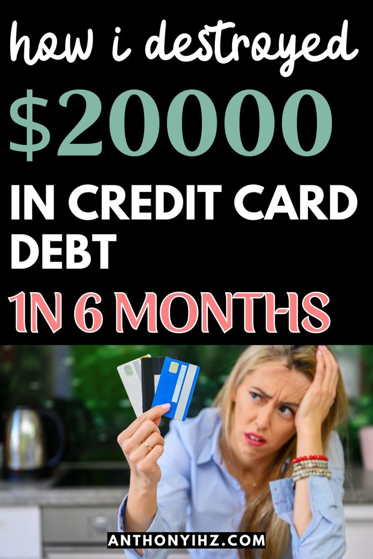 a woman holding up her credit card with the text how i destroyed $ 20000 in credit card debt in 6 months