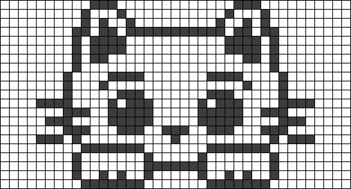 a cross stitch pattern with black and white squares in the shape of a cat's head