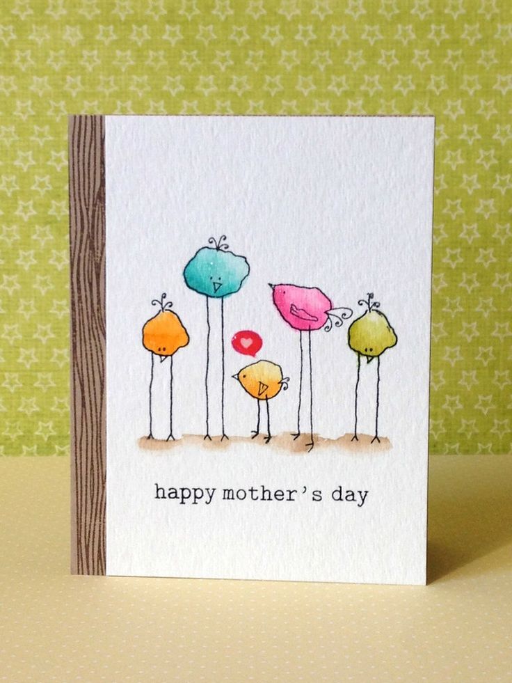 a card with three birds on it that says happy mother's day