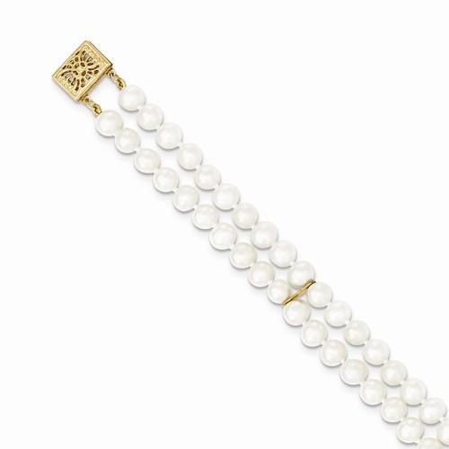 Protected by our 30-Day Risk Free Returns!Metal: 14k Yellow GoldLength: 7.5 inchWidth: 5.5 mmStone: PearlFinish: PolishedFree U.S. Shipping for orders over $99 Cultured Pearl Bracelet, Fine Jewelry Bracelets, Pearl Types, Yellow Gold Bracelet, Pearl Gemstone, Strand Bracelet, Fine Jewelry Gift, Gold Jewelry Fashion, Britney Spears