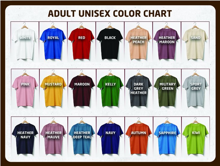 an adult unisex color chart with different colors and names on it, including the name