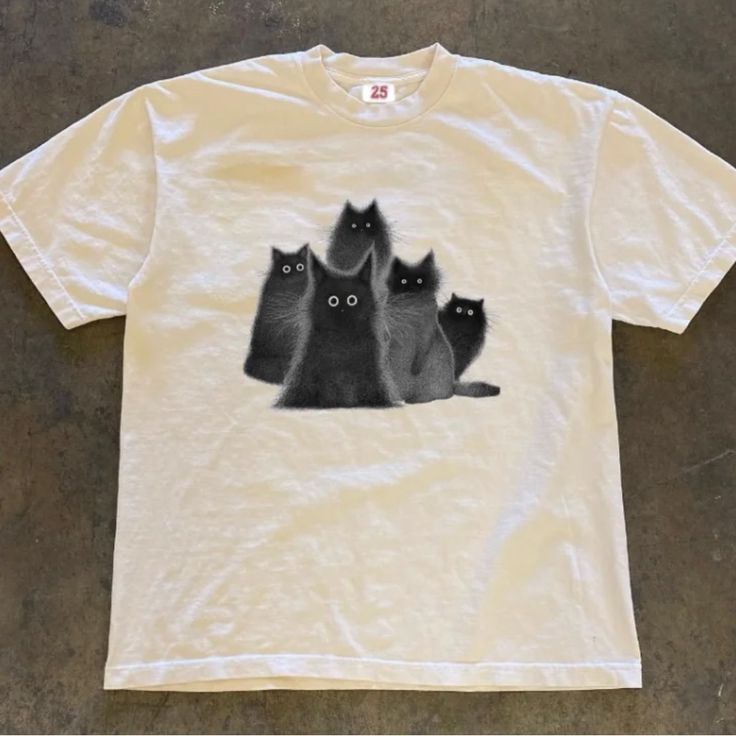 Cat T-Shirt Fast Shipping $25 Lowest I Can Do Custom Deadstock Hit Me With Questions Two Tshirts Sewn Together, Mini Print Tshirt, Cheap Retro Cartoon Print Tops, Affordable Cotton T-shirt With Bear Print, Cheap Cherry Print T-shirt For Spring, Cat Print Crew Neck T-shirt For Streetwear, Graphic Tee With Cat Print For Streetwear, Cat Design Short Sleeve T-shirt For Streetwear, Vintage Cat Print Short Sleeve Tops