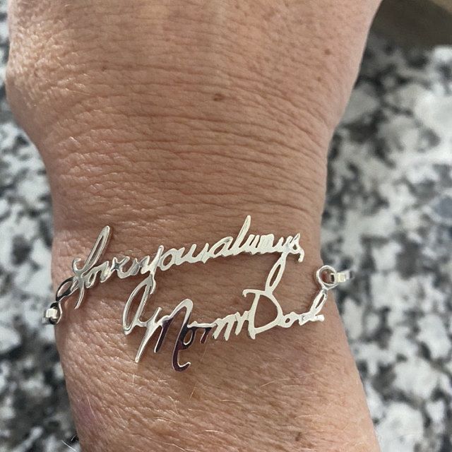 Handwriting Bangle Memorial Handwriting Signature Bracelet | Etsy Handwriting Signature, Signature Bracelet, Grandma Gift, Grandma Gifts, Handwriting, Mother Gifts, Silver Bracelet, Bangles, Ships