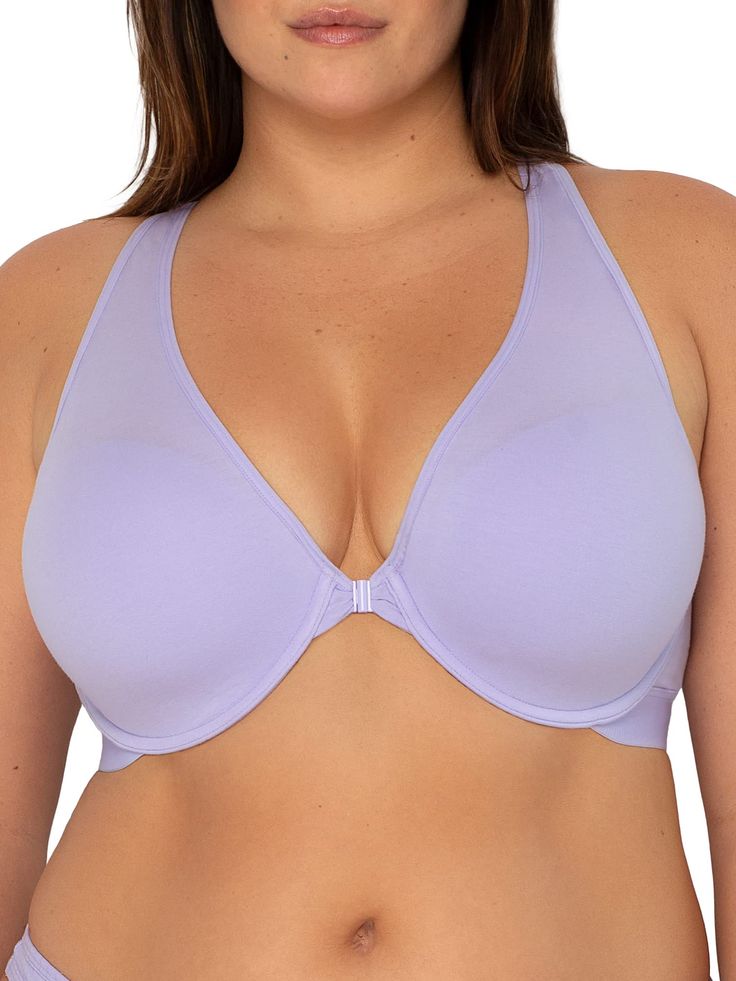 PRICES MAY VARY. Make getting ready easier with the Smart&Sexy Comfort Cotton Front & Back Close Racerback Bra. Duo-close design allows you customize the fit from the back and makes it easy for on and off with front closure. This racerback bra is made of soft, stretchy cotton and features lightly lined demi cups for extra comfort while highlighting your neckline. This sporty bra has pinch-free straps to ensure all-day support, while the ribbed elastic bottom band supports you throughout the day. Wide Strap Bra, Front Closure Bra, Demi Cup, Racerback Bra, Everyday Bra, Womens Bras, T Shirt Bra, Bra Cups, Biker Shorts