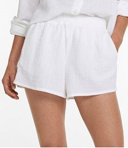 #LLBean: Women's Cloud Gauze Cover-Up Shorts Relaxed Cotton Shorts For Beach Season, Beachy Cotton Bottoms With Relaxed Fit, Relaxed Cotton Pajama Shorts For Summer, Beachy Relaxed Fit Cotton Bottoms, Beachy Relaxed Cotton Bottoms, Relaxed Summer Pajama Shorts With Elastic Waistband, Beachy Relaxed Fit Pajama Shorts For Summer, Beachy Cotton Pajama Shorts For Summer, Relaxed Style Pajama Shorts For Beach In Spring