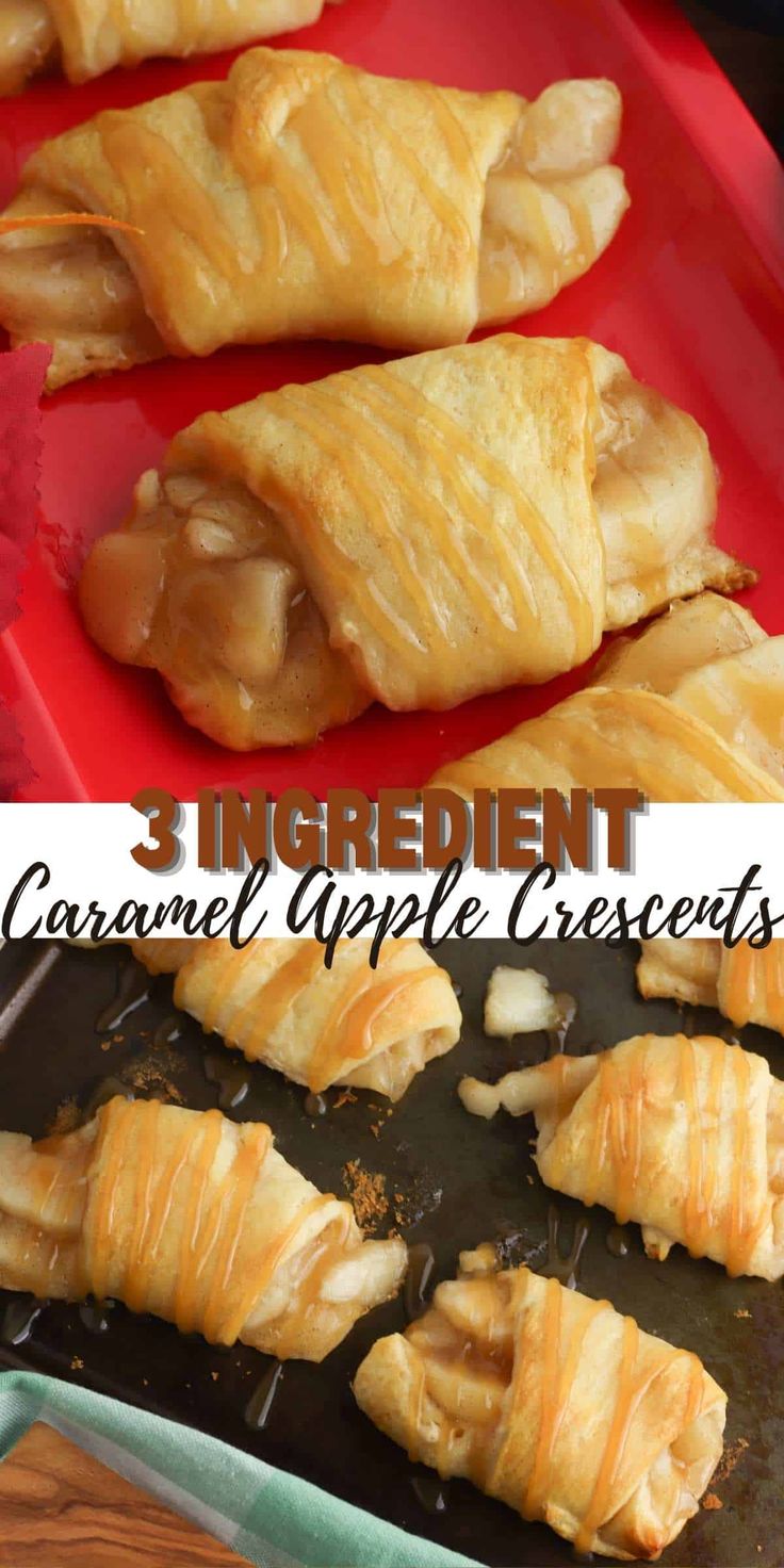 an image of caramel apple crescents on a tray