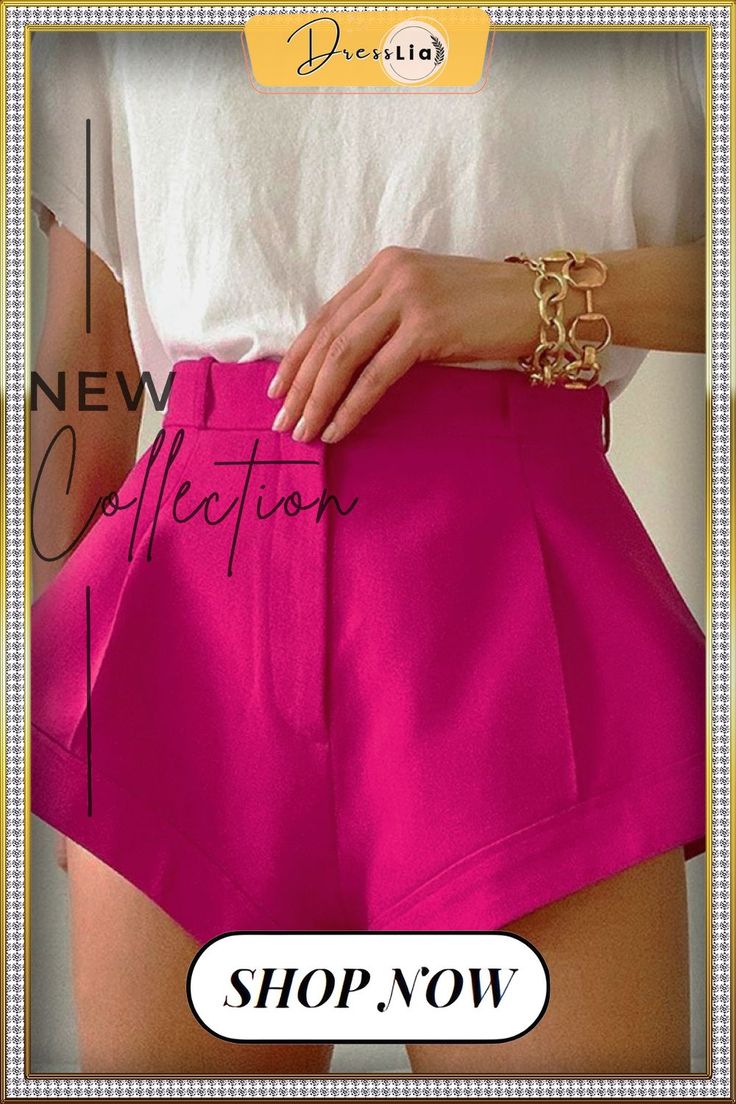 High Waist Wide Leg Casual Shorts Solid Summer Party Shorts, Solid Color Party Shorts For Summer, High-waisted Party Shorts With Pockets, Casual Shorts With Pockets For Party, Casual Party Shorts With Pockets, Fitted Party Shorts With Pockets, Party Shorts With Pockets For Spring, Spring Party Shorts With Pockets, Pretty Clothes