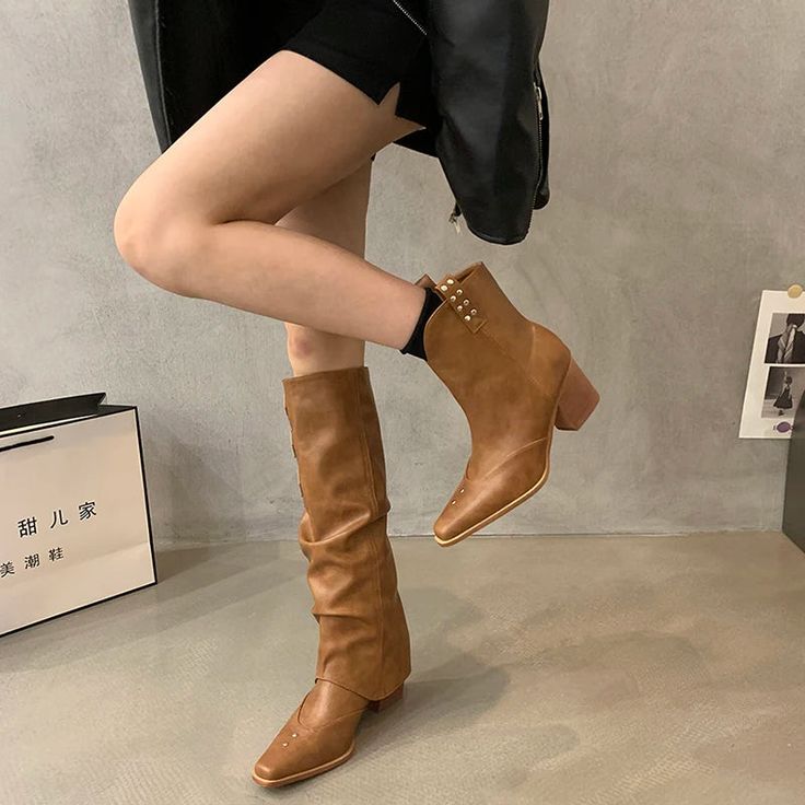 LBSFY - Designer Autumn Cowboy Boots For Women Fashion Slip On Long Knight Boots Female Square High Heel 2024 Winter Footwear SIZE LIST Foot length 22.5(cm) = You should choose Size 35 Foot length 23.0(cm) = You should choose Size 36 Foot length 23.5(cm) = You should choose Size 37 Foot length 24.0(cm) = You should choose Size 38 Foot length 24.5(cm) = You should choose Size 39 Foot length 25.0(cm) = You should choose Size 40 Size Notice: 1.The US size or EUR size maybe different with your count Casual Knee-high Boots With Square Toe For Winter, Trendy Wide Calf Martin Boots For Fall, Casual Wide Calf Platform Boots With Pointed Toe, Fall High Ankle Wide Calf Martin Boots, Knee-high Faux Leather Martin Boots For Spring, Casual Martin Boots With Square Toe For Fall, Casual Square Toe Martin Boots For Fall, Trendy Mid-calf Martin Boots For Spring, Casual Moto Boots With Square Toe For Fall