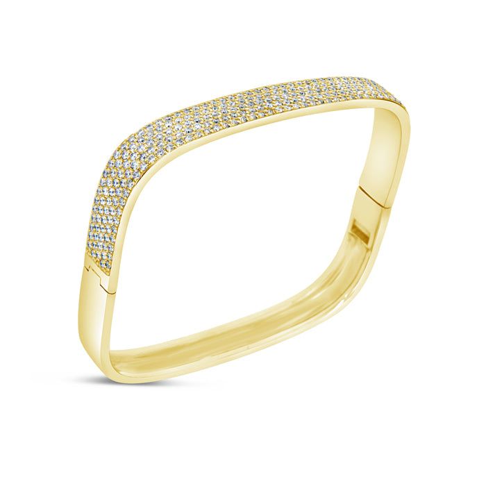 DescriptionSquare Shape Bangle Metal DetailsMetal Type: 14KMetal Weight: 22.00 GRBangle Width: 7mmSide Diamond DetailsCarat: 2.25CT Square Shape, Gold Bracelet, Bangles, White Gold, Rose Gold, Square, Gold