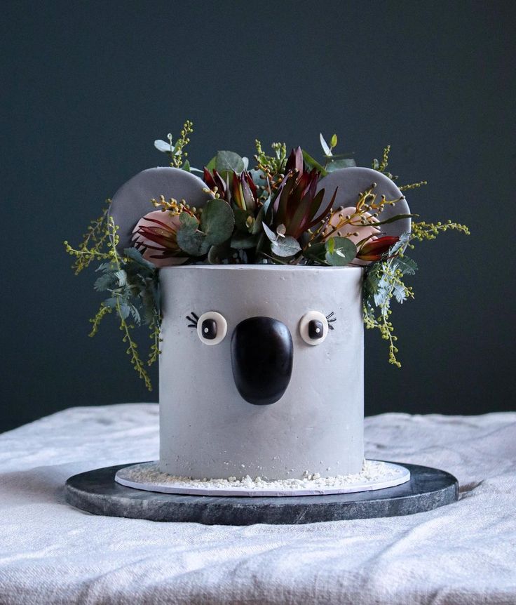 a cake decorated to look like a koala