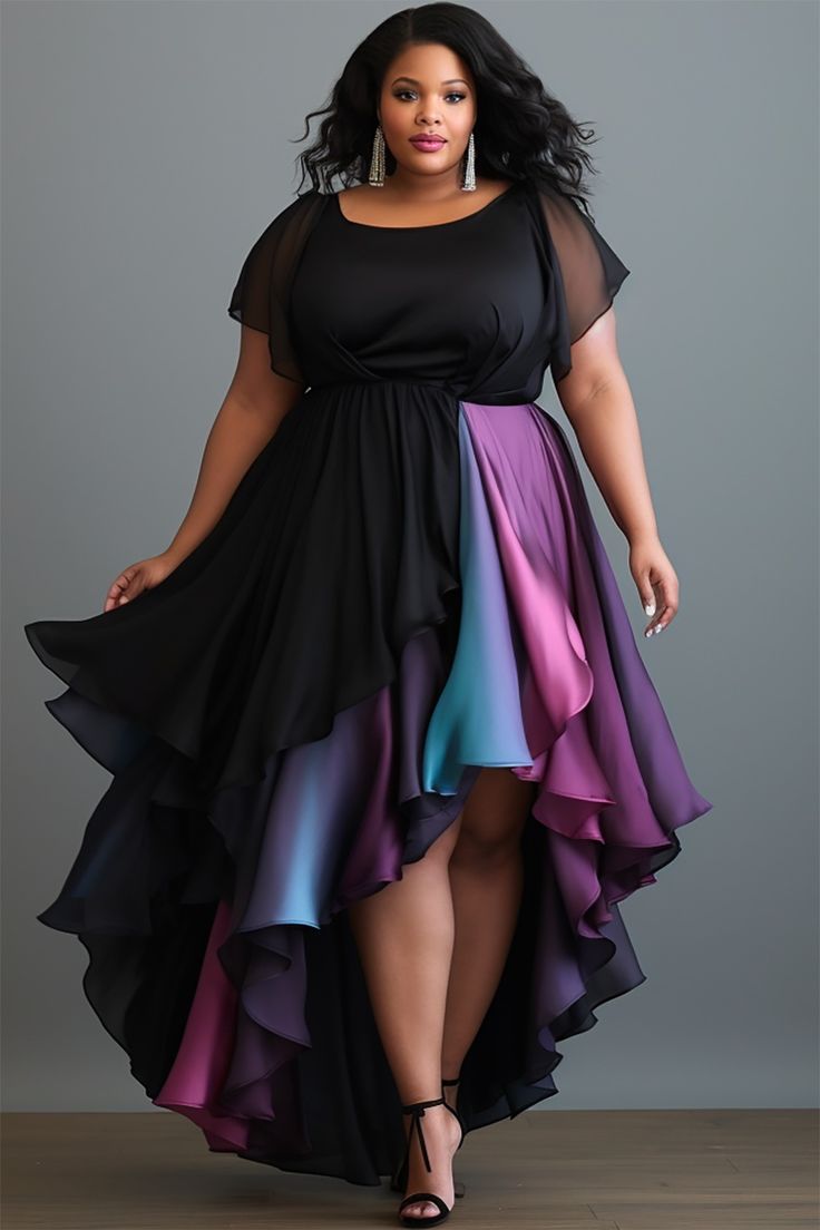 Xpluswear Design Plus Size Wedding Guest Purple Round Neck Asymmetric Hem Midi Dresses Party Outfit Plus Size, Plus Size Wedding Guest, Dresses Occasion, Midi Dress Plus Size, Plus Size Cocktail Dresses, African Lace Dresses, Purple Midi Dress, Plus Size Formal Dresses, Nyc Shopping