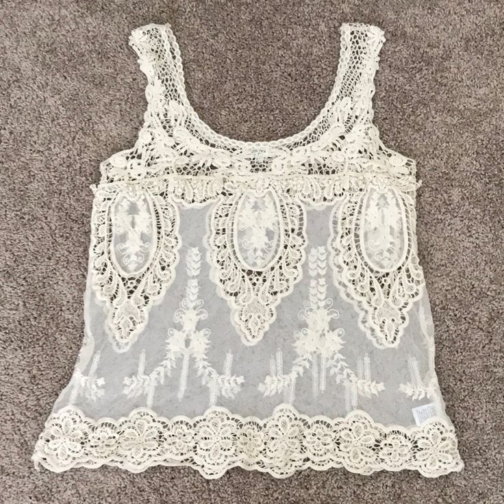 Sheer Crochet And Lace Detail Tank In Ivory Cream Lace Patchwork Top For Summer, Casual Lace Patchwork Top For Beach, Sleeveless Lace Patchwork For Summer, Beige Crochet Lace Top For Beach, Summer Cream Crochet Top With Lace Patchwork, Cream Crochet Top With Lace Patchwork For Summer, Summer Beige Tops With Delicate Lace, Casual Crochet Top With Lace Patchwork For Beach, Beige Delicate Lace Summer Tops