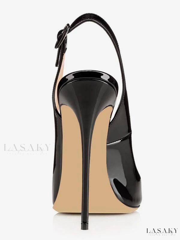 Lasaky - Classy Black Open Toe Slingbacks: Stiletto Heel Sandals for Womens Dress Shoes Womens Dress Shoes, Gladiator High Heels, Lace Up Gladiator Sandals, Very High Heels, High Heel Dress Shoes, Gold High Heels, Modern Shoes, Stiletto Sandals, Slingbacks