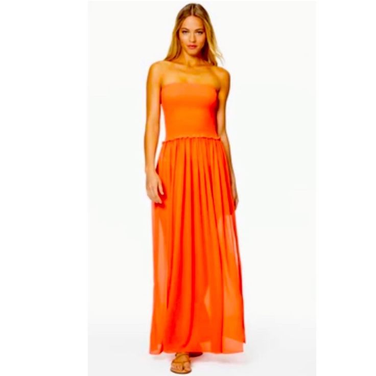 Ramy Brook Calista Strapless Maxi Dress. Nwt. Size Small. Color- Orange. Retail- $300 Length- 49” This Listing Is Only For The Orange. I Have A Separate Listing For The Yellow And The Pink. Summer Evening Bandeau Maxi Dress, Orange Bandeau Dresses For Summer, Orange Bandeau Summer Dress, Fitted Orange Bandeau Dress, Bandeau Maxi Dress For Cocktail Occasions, Bandeau Maxi Dress For Cocktail, Chic Orange Strapless Maxi Dress, Summer Cocktail Maxi Dress Lined, Chic Strapless Orange Maxi Dress