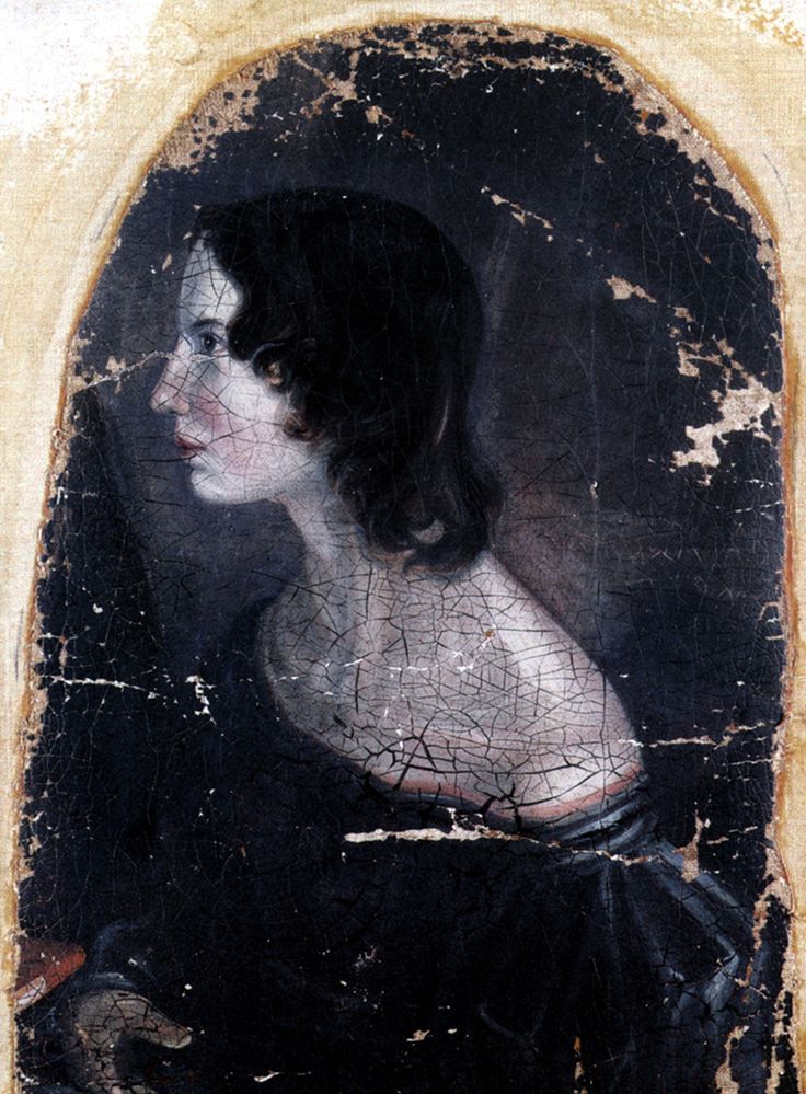 an old painting of a woman with black hair