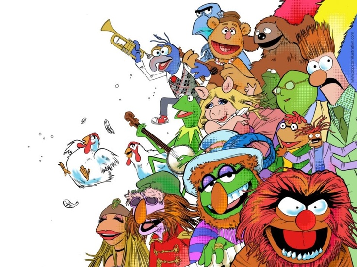 the muppets and other cartoon characters are grouped together