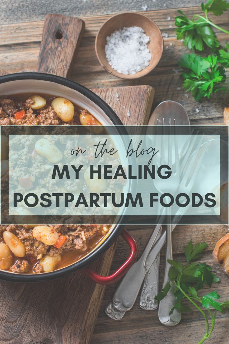 a pot full of food with the words on the blog my healing postpartum foods