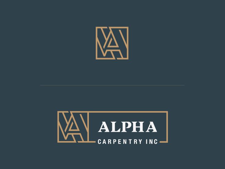 two logos for the company, alpha carpentry inc on dark background