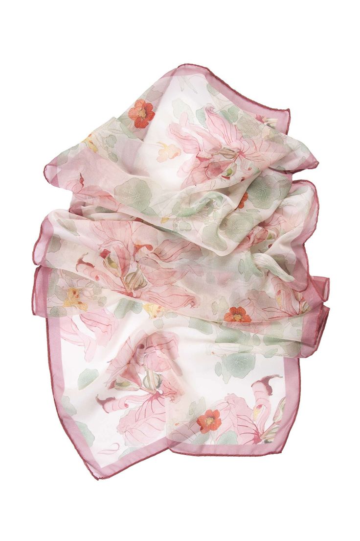 An Elizabetta long silk scarf will make any outfit you wear look fabulous. A delicate floral pattern to give your outfit a feminine accent. 100% Made in Como, Italy. Figure flattering size: Approx. 20” x 67". Years of trial and error taught us that this size scarf is one of the simplest to style and makes every woman look chic. 100% silk Georgette: A soft, super lightweight, slightly crinkly, sheer fabric that drapes beautifully. Pure luxury, naturally dyed: We use non-toxic vegetable dyes that Italian Silk Scarf, Wardrobe Refresh, Long Silk Scarf, Trial And Error, Sheer Scarf, Como Italy, Small Boutique, Handbag Handles, Scarf For Women