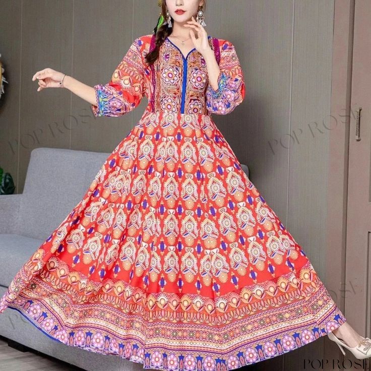 Beautifully crafted traditional Nepalese dress for adult females Festive Maxi Length Dress With Traditional Patterns, Traditional Multicolor Long Sleeve Maxi Dress, Traditional Pink Dresses With Traditional Patterns, Folk Style Navratri Festive Dresses, Folk Style Multicolor Dress For Navratri, Folk Style Multicolor Navratri Dress, Folk Style Festive Dresses For Navratri, Traditional Festive Summer Maxi Dress, Traditional Summer Festive Maxi Dress