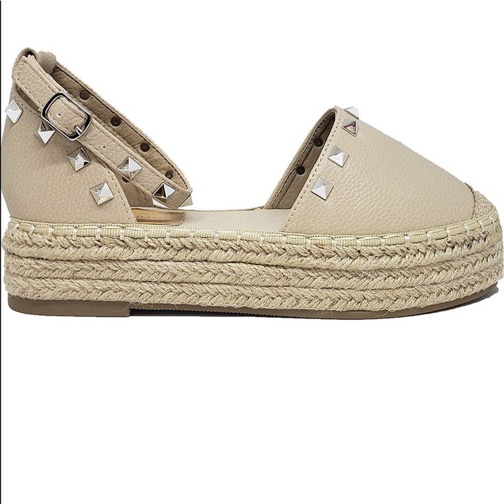 New Beige Espadrilles With Platform! Trendy Spring Espadrilles, Trendy Spring Espadrilles For Day Out, Trendy Espadrilles For Vacation, Trendy Spring Espadrilles For Outings, Trendy Flat Heel Espadrilles For Vacation, Trendy Flat Espadrilles For Vacation, Trendy Beige Espadrilles With Woven Sole, Trendy Closed Toe Espadrilles For Beach Season, Trendy Flat Espadrilles