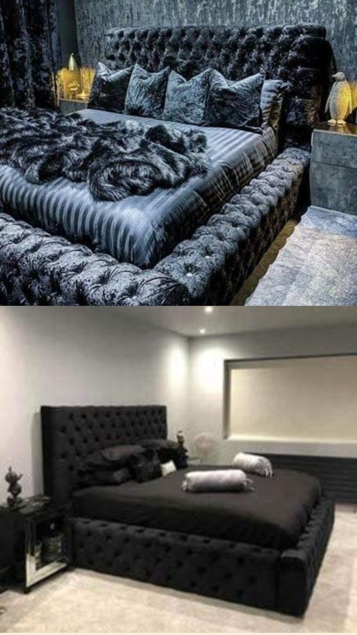 Velvet king bed, double bed, ambassador bed Black King Size Bedroom Set, Black King Bedroom Sets, Couples Bed Rooms Ideas, King Size Bed Sets Furniture, Big King Size Bed, King Size Bed Women, California King Bed Aesthetic, Couple Bedding Set, Big Beds For Couples