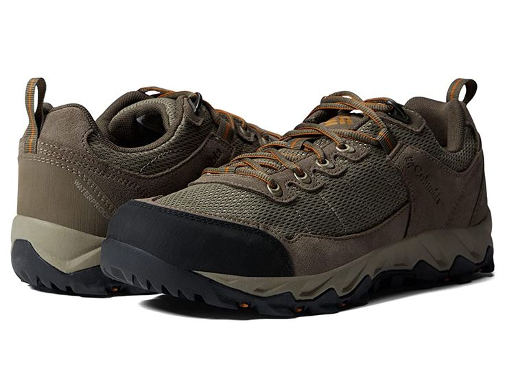 Columbia Valley Pointe Waterproof - Men's Boots : Pebble/Canyon Gold : Get ready for any outdoor adventure wearing the Columbia Valley Pointe Waterproof shoes. Suede leather, mesh, and webbing upper. Textile lining and insole. Techlite+ midsole for responsive cushioning and stability. OutDry breathable waterproof protection. Pull tab on the back. Lace-up closure for a secure fit. Protective toe design. Synthetic outsole. Imported. Measurements: Weight: 14 oz Product measurements were taken using Impact Resistant Rugged Hiking Boots For Sports, Rugged Impact Resistant Hiking Boots For Sports, Rugged Impact-resistant Hiking Boots For Sports, Durable Rugged Sneakers For Outdoor Work, Rugged Sneakers For Outdoor Work, Rugged Sports Hiking Boots, Rugged Fade-resistant Sneakers For Outdoor Work, Rugged Trail Running Shoes For Outdoor Work, Durable Rugged Trail Running Shoes For Outdoor Work