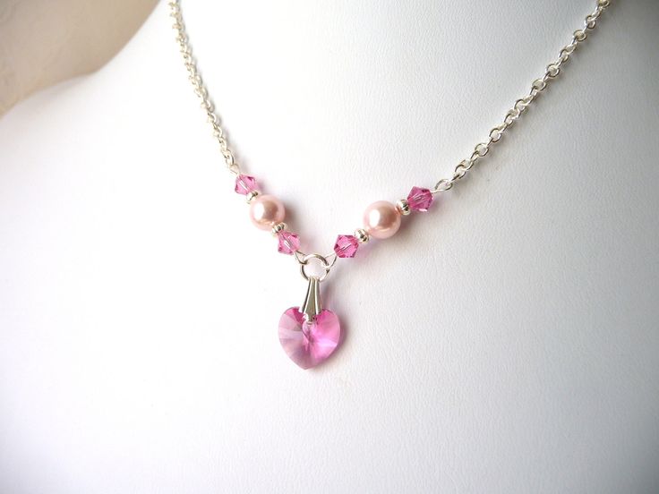 Unique Flower Girl Jewelry, Pink Crystal Heart Jewelry Necklace, Kids Jewelry, Childrens Jewelry, Little Girl Necklace, Pink Pearl Necklace. $21.00, via Etsy. Heart Pendant Necklace For Wedding And Mother's Day Gift, Heart-shaped Pendant Necklace For Wedding And Valentine's Day, Heart Pendant Necklace For Wedding On Valentine's Day, Elegant Heart Necklace For Valentine's Day Wedding Gift, Wedding Heart Pendant Necklace For Valentine's Day, Heart Charm Necklace For Valentine's Day Wedding Gift, Heart Pendant Necklace Wedding Gift, Valentine's Day Heart Charm Necklace For Wedding Gift, Valentine's Day Wedding Gift Heart Charm Necklace