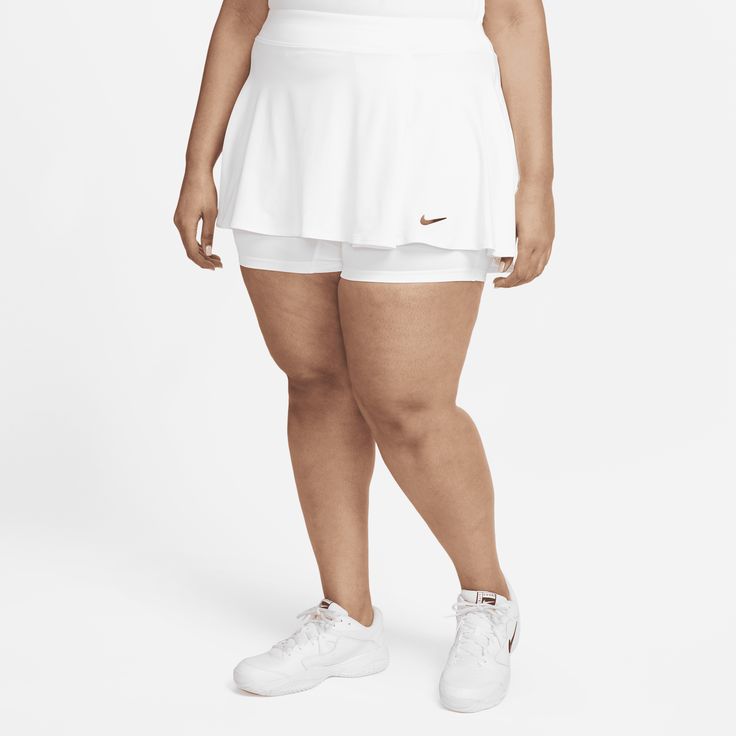 Own the court in this skirt. The flouncy, stretchy design is made from lightweight fabric that's made with at least 75% recycled polyester fibers. A single pleat in the front gives you room to move while you run and slide. Eclectic Clothing Style, Skirt Plus Size, Tennis Skirt, Wide Waistband, The Court, White Skirts, Active Wear For Women, Jersey Fabric, Dri Fit