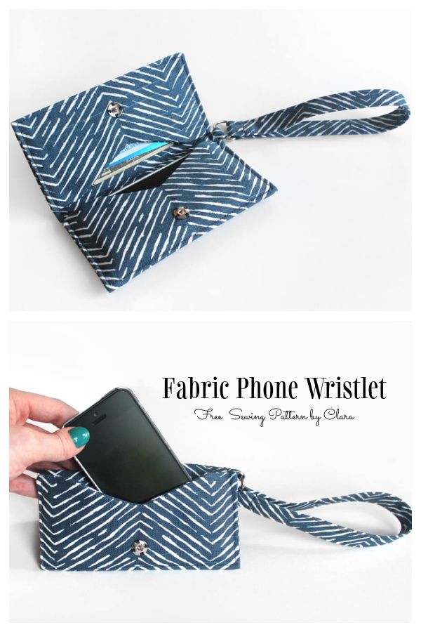 the fabric phone wristlet is being used to hold an electronic device