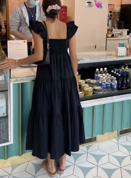 Women's loose summer dress with straps dress, wedding ruffled casual d – formalgowns Casual A-line Suspender Dress For Summer, A-line Maxi Dress With Ruffles For Vacation, Summer A-line Sleeveless Dress With Ruffle Hem, Elegant A-line Suspender Dress With Ruffles, Elegant A-line Sundress With Ruffles, Black Ruffled Dress For Summer, Black Summer Dress With Ruffles, Trendy A-line Dress With Ruffles, Chic Summer A-line Suspender Dress