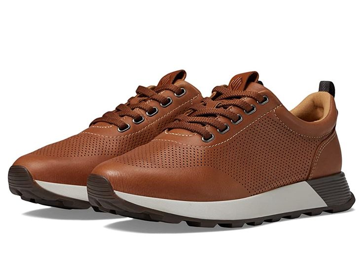 Johnston &amp, Murphy Kinnon Perfed Jogger - Men's Shoes : Tan Full Grain : Make your feet's feel free by carrying Johnston Murphy Kinnon Perfed Jogger sneakers. Leather upper. Sheepskin lining. Removable, molded EVA footbed. Lace-up closure. Brand logo on the tongue. Round toe design. TRUFOAM midsole. Rubber outsole. Imported. Brown Athleisure Sneakers With Cushioned Footbed, Brown Cushioned Sneakers For Athleisure, Functional Brown Sneakers For Walking, Comfortable Brown Sneakers With Cushioned Footbed, Comfortable Brown Sneakers With Ortholite Insole, Brown Sports Sneakers With Vented Sides, Walking Shoes With Removable Insole And White Sole, Brown Cushioned Sneakers For Outdoor Activities, Synthetic Sneakers With Vented Sides For Outdoor Activities