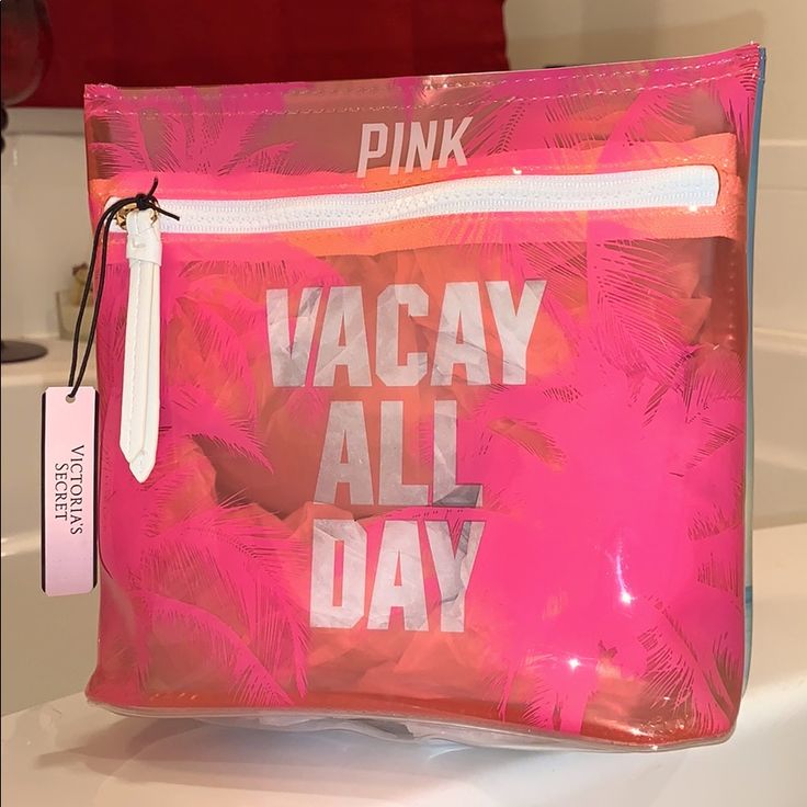 Vs Pink Vacay All Day Cosmetic Bag Great For Cosmetics, Travel, Beach, Pool, Etc. Water Resistant Front Zipper Closure Measures: 7½"L X 3"W X 7¾"H Make An Offerbundle And Save Pink Tote Shoulder Bag For Weekend, Trendy Pink Shoulder Bag For Weekend, Pink Shopping Bag With Zipper Pouch, Trendy Pink Weekend Bag, Trendy Pink Bag For Weekend, Pink Rectangular Cosmetic Bag For Summer, Summer Pink Rectangular Cosmetic Bag, Pink Pouch Cosmetic Bag For Summer, Pink Beach Bag With Zipper Pouch