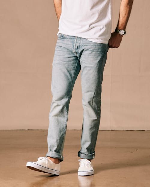 Slim fit selvedge denim from a titan of all things Americana Urban Selvedge Straight Leg Jeans, Relaxed Fit Selvedge Jeans In Denim Blue, Relaxed Fit Medium Wash Selvedge Jeans, Selvedge Relaxed Fit Denim Jeans, Relaxed Fit Selvedge Jeans In Medium Wash, Relaxed Fit Selvedge Denim Jeans, Selvedge Recycled Denim Tapered Leg Jeans, Selvedge Denim Jeans Relaxed Fit, Everyday Selvedge Tapered Leg Jeans