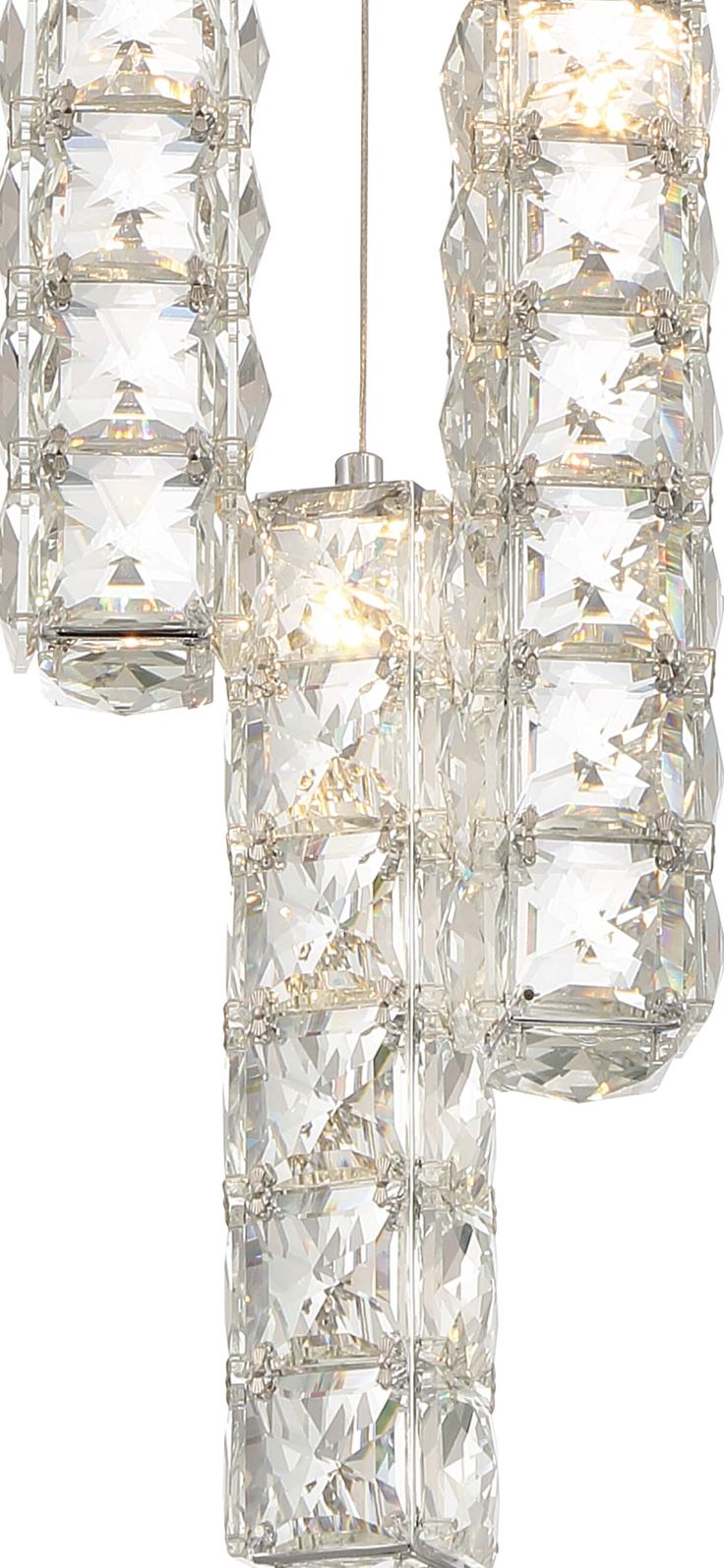 a chandelier with three lights hanging from it's center and two sides