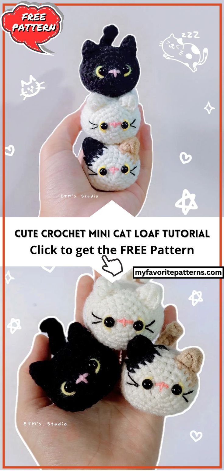 Cute Crochet Mini Cat Loaf Tutorial Cute Simple Amigurumi, Crochet Cat Keychain Tutorial, Crochet Mini Cat Loaf, Crochet Patterns Cat Toys, Mini Crochet Cat Free Pattern, Crochet Cats And Kittens Free Pattern, Mini Cat Amigurumi Free Pattern, Cute Crochet Cat Free Pattern, Loaf Cat Amigurumi