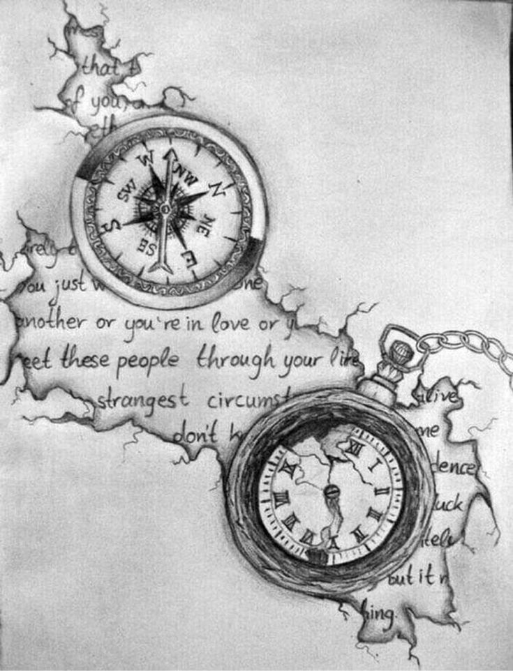 a piece of paper with writing on it and a drawing of a pocket watch in the middle