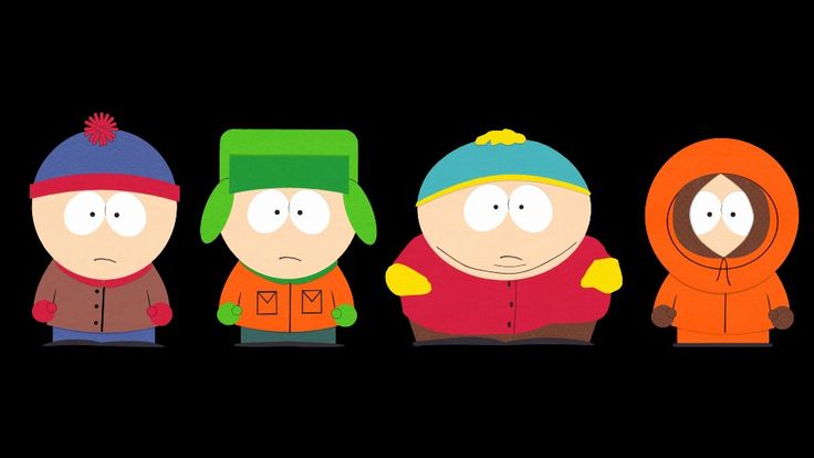 the south park characters from south park are wearing winter coats and beanies in this animated version of south park