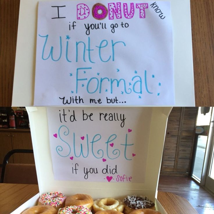 a computer screen with a sign that says i donut if you'll go to winter formal