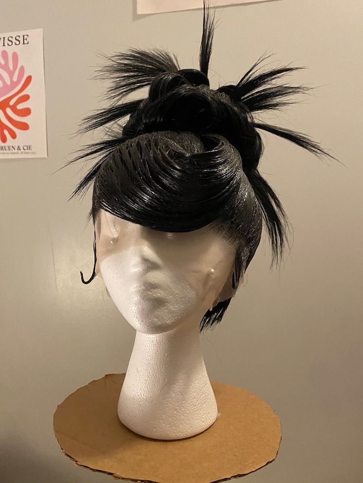 Twisted Sleek Updo. Styled Synthetic Sleek Updo Lace Front Wig - Etsy Sweden Unique Hair Styles Black Women, Alt Hair 360, Vampire Updo, Goth Wigs, Lace Front Updo, Updo Lace Front Wig, Unique Updos, Updo Wig, Short Updo