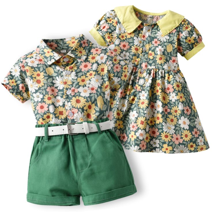 Be it a family outing or a casual hangout at the park, this Daisies and Sunflowers Boy and Girl Summer Matching Outfit is the perfect outfit for your kids. The clothes are comfortable, stylish, and awesome to wear on summer vacation. Features: Turndown collar puff short sleeve dress for girls. 4 Pcs Set for boys: Shirt, pants, suspender, and bowtie. Splash dots pattern design print. Comfortable children's wear. Perfect for the summer season. Fabric & Care: Made of high-quality cotton fabric. Mac Comfy Fashion Outfits, Matching Sibling Outfits, Matching Outfit, Boys Shirt, Dress For Girls, Family Outing, Boy And Girl, Turndown Collar, Comfy Fashion