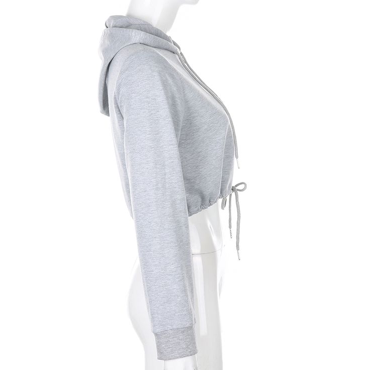 Gray Zipper Drawstring Crop Hoodie Gray Hooded Top With Drawstring, Gray Drawstring Hoodie Top, Gray Drawstring Hoodie, Athleisure Long Sleeve Hooded Jacket With Drawstring, Hooded Stretch Sweatshirt With Drawstring, Gray Drawstring Hooded Hoodie, Gray Drawstring Hoodie For Streetwear, Gray Sporty Sweatshirt With Drawstring, Sporty Gray Sweatshirt With Drawstring