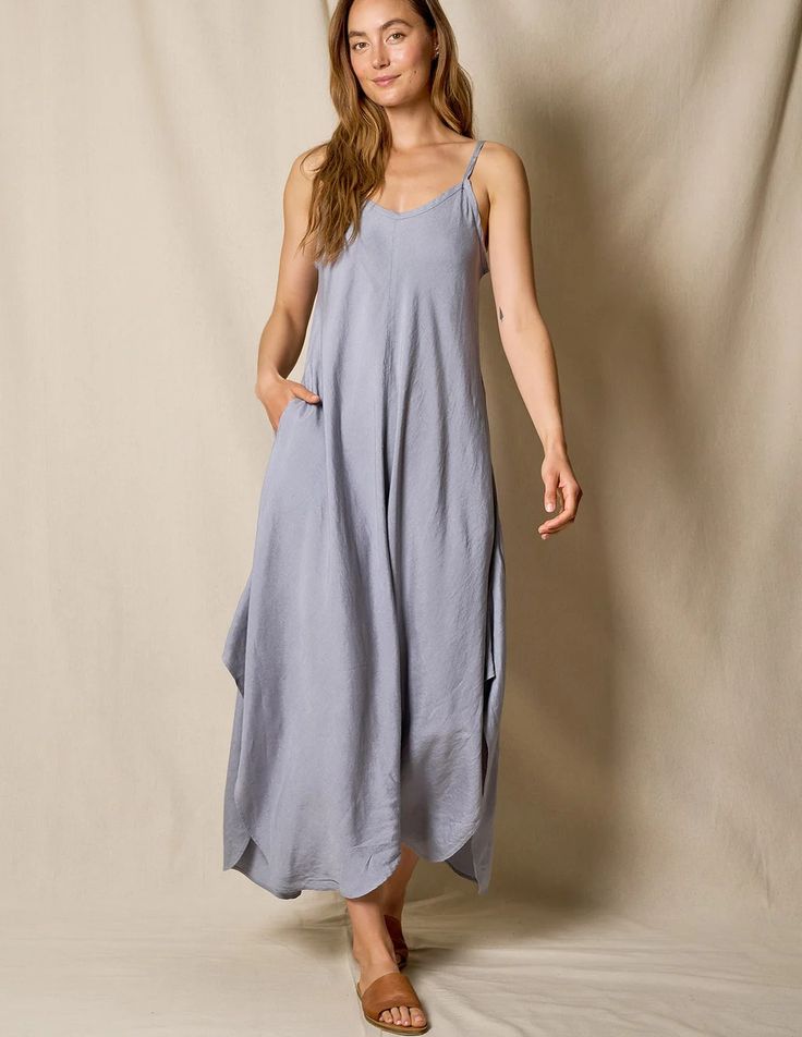 Linen / Bamboo Sundress - Stone Blue — Sivana Bamboo Clothing, Sundress, Shopping Outfit, Stone, Blue, Clothes