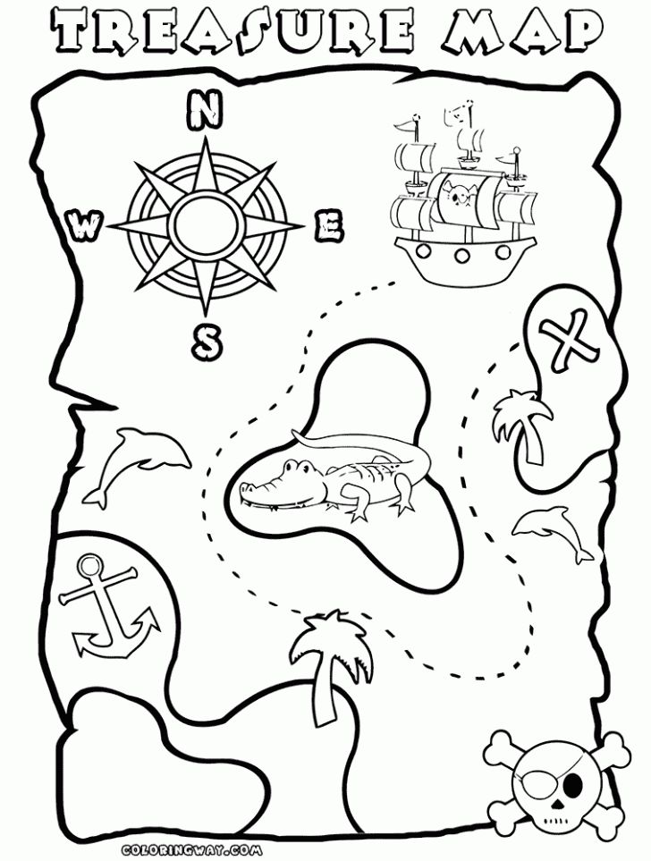 the pirate map is shown in black and white