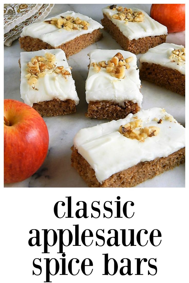 an image of apple spice bars with white frosting