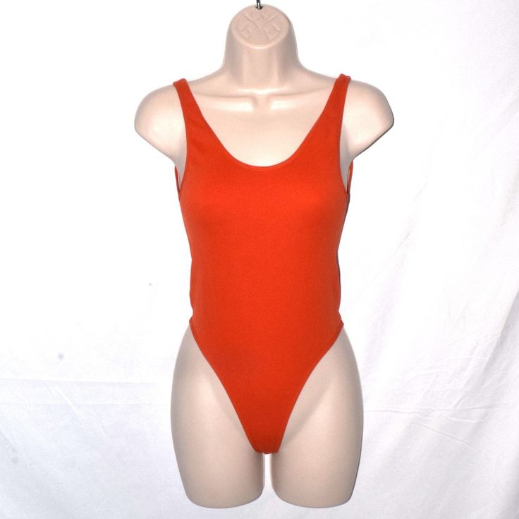 Maker: Anwnd Size: S/M Pit To Pit: 12" Shoulder To Hem: 23.5" Size: M/L Pit To Pit: 13" Shoulder To Hem: 25" Content: 94% Nylon 6% Spandex Condition: New With Tags Orange Stretch One-piece Bodysuit, Fitted Summer Bodysuit With Lined Body, Trendy Seamless Summer Bodysuit, Casual Fitted Bodysuit For Vacation, Orange Sleeveless Bodysuit For Summer, Sleeveless Orange Bodysuit For Summer, Casual Stretch Bodysuit For Pool, Casual Stretch Bodysuit For Vacation, Trendy Sleeveless Swimming Bodysuit