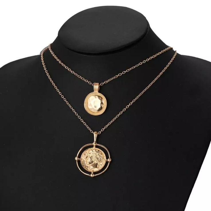 Measurements In Last Picture Gold Plated Elegant Coin Shaped Gold Chain Jewelry, Elegant Coin-shaped Gold Chain Jewelry, Elegant Gold Coin Chain Jewelry, Elegant Coin-shaped Chain Necklace With Adjustable Chain, Elegant Gold-tone Coin Necklace, Elegant Coin Necklace With Chain, Elegant Gold Layered Necklace With Coin Pendant, Gold-tone Elegant Coin Necklace, Elegant Layered Necklace With Coin Pendant